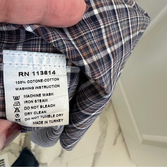 Billy Reid Men's Plaid Shirt - Blue and White SZ Large - Picture 11 of 13